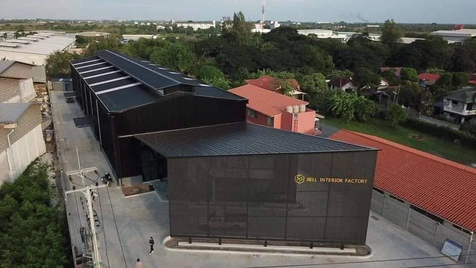 ภาพมุมสูงด้านข้างอาคารโรงงาน Bell Interior